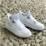 AIR JORDAN 4 RETRO PURE MONEY 純白 銀扣 運動鞋 籃球鞋 308497-100