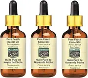 Devprayag Pure Peach Kernel Oil (Prunus persica) with Glass Dropper Natural Therapeutic Grade Cold Pressed (Pack of three) 100ml X 3 (10 oz)