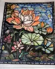 Needlepoint Canvas Hand Painted 16 mesh Stained Glass Waterlilies Pond Was $170