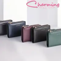 在飛比找momo購物網優惠-【Charming Bags】Elegant 真皮雙拉鍊短夾