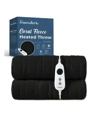 [Dreamaker] Coral Fleece Electric Heated Throw Blanket in Black