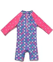 [ADAVERANO] Baby Girls' Swimwear/Sunsuits UV50+ in One Piece Zip with Sun Hat