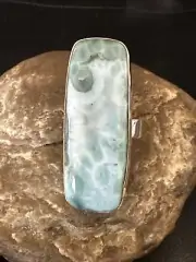 Gorgeous Blue Larimar Navajo Sterling Silver Ring Size 10 17586