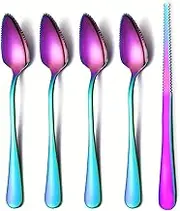 Grapefruit Spoons Serrated Edge Grapefruit Knife Stainless Steel Grapefruit Utensil Tool Dessert Spoons for Citrus Lemon Kiwi Salads Melon Lime Pitaya Apple Fruit Puree (Colorful)