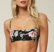 O'Neill BLACK Van Don Floral Revo Bikini Swim Top, US Large (9-11)