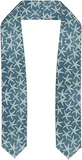 [WURTON] Starfish Coastal Wool Print Unisex Adult Graduation Stole Class Of 2024 Polyester Shawl Stole With Trim Honor