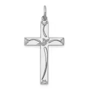 Sterling Silver 25mm Laser Etched Cross Pendant