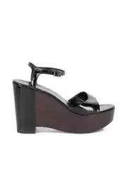 Black Patent Leather Platform Sandals