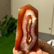 78G Natural red blossom stripe agate Obelisk Quartz Crystal Tower Healing