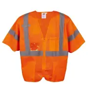 Cordova V3000M Cor-Brite Type R, Class III, Orange Mesh Vest, Zipper Closure,...