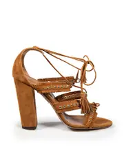 Brown Suede Fringe Tulum Sandals