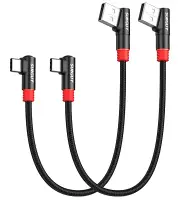USB C Cable Right Angle,【2-Pack,1Ft/0.3M】 Short Braided 90 Degree USB 2.0 Type-C