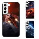 spaceship space battle For Samsung A15 A16 S23 S24 S25 Ultra FE Hard Black Cover