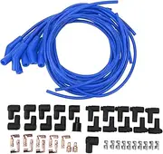 45° 135° Sparking Plug Ignition Wire Set with Dustproof Cover High Performance 8.5mm Diameter Replacement for 8 Cylinder Cars Classic Cars (Blue)