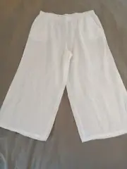 Eileen Fisher White Linen Wide Leg Ankle Pants Size XL Medium-weight NWT