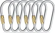 SHD Titanium Small Locking Carabiner Clip Mini Caribeener Clips D-Ring Lightweight Keychain Clip for Indoor Outdoor Use - 6PCS