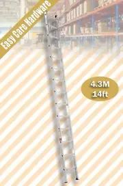 4.3m Aluminium Straight Ladder 14ft Steps 140kg Industrial Single Builder Ladder