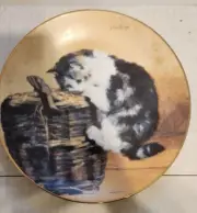 W S George "A Curious Kitty" Plate Collectible Victorian Cat Capers