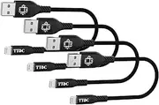 Short iPhone Lightning Cable【 1ft Cloth Braided 】Charger Sync and Charging Data Cord Compatible with iPhone 12/11/ Xs/Xs Max/Xr/X/8/8 Plus/7/6s/5c/5s/iPad Pro (Black 4Pack)