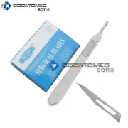 100 Surgical Scalpel Blades #12 Sterile Carbon Steel + 1 Scalpel Handle #3