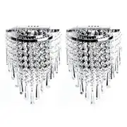 2X Modern Crystal Wall Lamp Chrome Sconce Wall Light for Living Room Bathroom Home Indoor Lighting