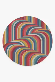 245' Round | Machine Washable Runner Rug | Kid & Pet Friendly | Indoor Rug | Jonathan Adler Waterfall Multicolour Rug | Ruggable