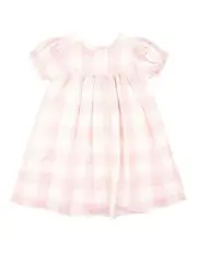 [Bebe by Minihaha] Lara Cutwork Check Dress 3-7 Yrs in Pink