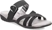 [Skechers] Womens Womens USA, Reggae Trek Buckle Criss Cross Slide Black WOM Sand