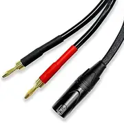 Meamaz 1 Pack 6.56FT XLR to Banana Speaker Cable, Male to 2 Male Plugs XLR Cable, OFC 12AWG Wire, Heavy Duty Nylon Braided Cover, for Banana to Speaker Power Amplifier(Black/2M)