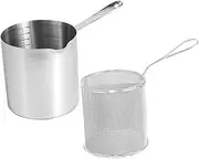 LIFKOME 1Set Stainless Steel Frying Pot with Fry Basket Portable Deep Fryer for Home Cooking Ergonomic Handle High Temperature Resistant for Daily Use