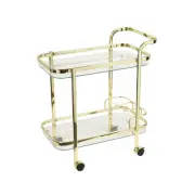 Bar Cart Trolley Drinks Wine Serving Rack Kitchen Storage Glass Gold Metal AU