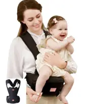 6-in-1 Baby Carrier Hip Seat with Back Support Attached, 2 Pieces Teething Pa...