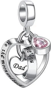 [SBI Jewelry] Heart I Love You to the Moon and Back Birthday Charm for Daughter Sister Mom Compatible with Pandora Bracelets Jewelry for Women