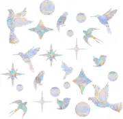48PCS Bird-Shaped Window Decals - Colorful Bird Pattern Glass Stickers with Circ