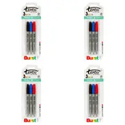 12pc Texta Non-Toxic Fineliner Round Ergonomic 0.4mm Pens Black/Blue/Red