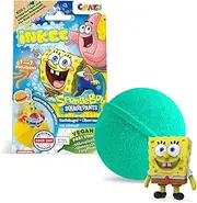 INKEE SpongeBob - Bath Bomb Children with Surprise - SpongeBob Squarepants Figures to Collect - Bath Ball 80 g with Burger Rubber Aroma and Jojoba Oil, Turquoise or Yellow