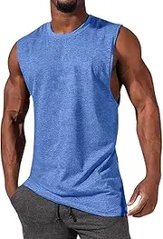 [Maiyifu-GJ] Men's Gym Workout Muscle Bodybuilding Vest Summer Crewneck Big and Tall T Shirts Cotton Sleeveless Tank Top