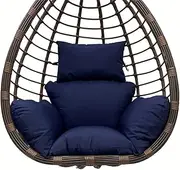 Srutirbo Egg Chair Cushion Replacement, Foldable Waterproof Hanging Basket Swing Chair Cushion with Headrest，Outdoor Porch Backyard Patio Hammock Swing Replacement Cushions (Navy Blue)