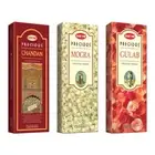 Hem Incense Sticks Agarbatti Gulab, Mogra, Chandan 120 Sticks Each Pack Of 3