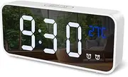 AMIR Newest Digital Alarm Clock with Large Led Temperature Display, Portable Alarm Clock Digital, Snooze Time, Four-Level Adjustable Brightness Dimmer, 13 Music USB Charging Ports for Table Bedroom