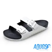 在飛比找PChome24h購物優惠-G.P AQUOS雙色雙帶柏肯防水拖鞋 男鞋-白黑