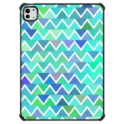 iPad Pro 11-inch (M4) iPad Impact Case Colorful Turquoise Zigzag Pattern