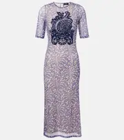 [Etro] Etro Printed mesh midi dress AU 8 blue