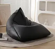 EdNey Bean Bag Chair Cover for Teens, Adults(No Filler), Leathaire Fabric Beanbag Lazy Sofa Cover for Living Room, Bedroom,Dark Gray,110x100x90cm