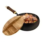 Uncoated Iron Woks with Lid and Spatula Nonstick Hand Forged Pot Cast Iron Pan`