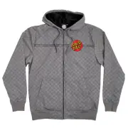 Santa Cruz Skateboards Coat Dot Hooded Windbreaker Jacket Grey Checkered