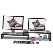 Dual Monitor Stand Riser - 2 Shelf Computer Stand with Adjustable Length and