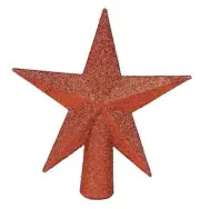 Glitter Star Tree Topper Christmas Decoration-, 6 Inch Orange