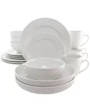 Elama Elle 18pc Porcelain Dinnerware Set with 2 Large Serving Bowls