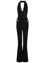 Balmain Halterneck Flared Jumpsuit - Black - 10 10